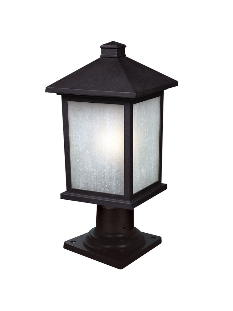 Z-Lite-507PHM-533PM-BK-Holbrook - 1 Light Outdoor Post Mount Light In Contemporary Style-18 Inches Tall and 8 Inches Wide   Black Finish with White Seedy  Glass