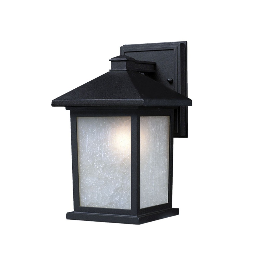 Z-Lite-507S-BK-Holbrook - 1 Light Outdoor Wall Mount in Seaside Style - 6 Inches Wide by 10.5 Inches High   Black Finish with White Seedy Glass