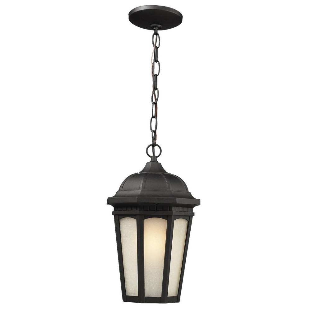 Z-Lite-508CHB-BK-Newport - 1 Light Outdoor Chain Mount Lantern in Seaside Style - 10.38 Inches Wide by 16 Inches High   Black Finish with White Seedy Glass