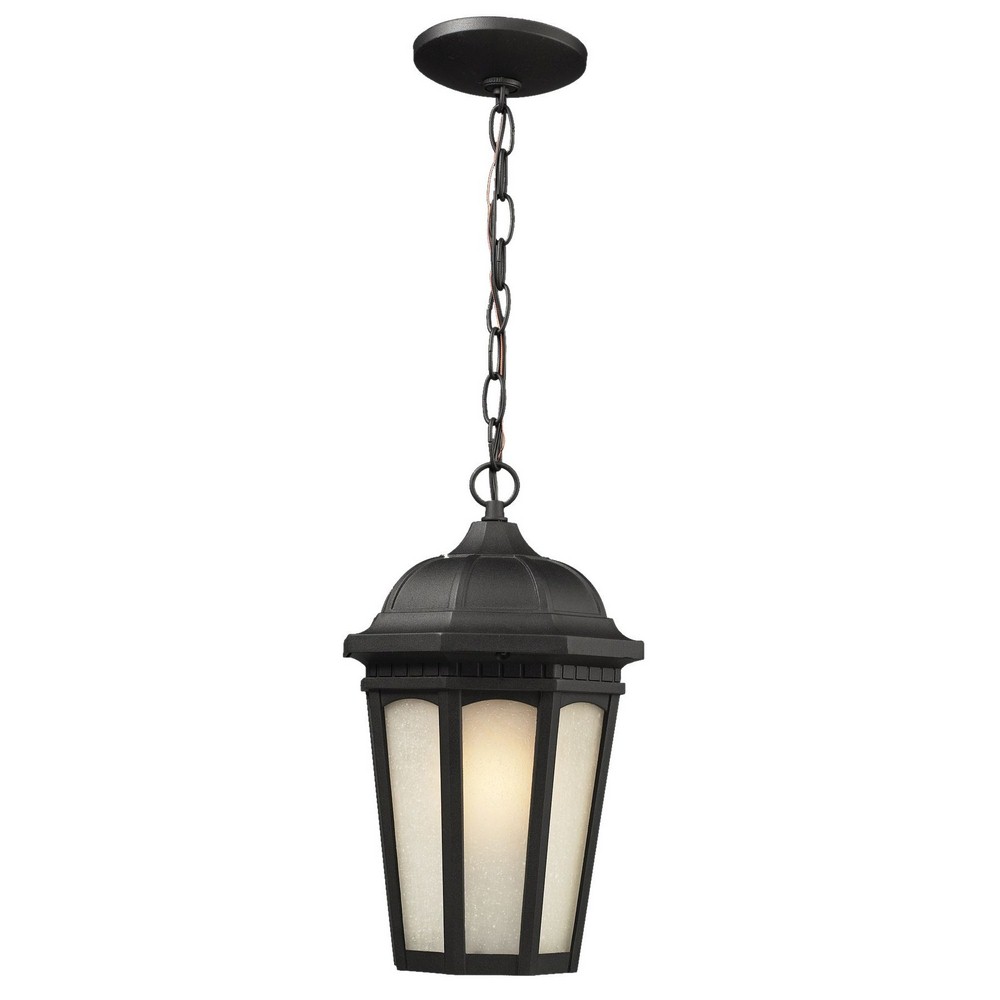 Z-Lite-508CHM-BK-Newport - 1 Light Outdoor Chain Mount Lantern in Seaside Style - 8.25 Inches Wide by 14.5 Inches High   Black Finish with White Seedy Glass