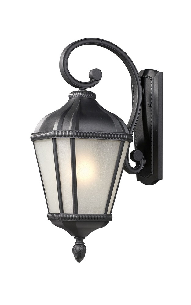 Z-Lite-513S-BK-Waverly - 1 Light Outdoor Wall Mount in Seaside Style - 9 Inches Wide by 22.5 Inches High   Black Finish with White Seedy Glass