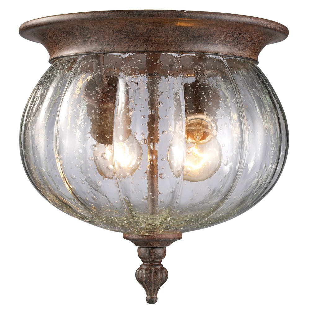 Z-Lite-516F-WB-Belmont - 2 Light Outdoor Flush Mount in Seaside Style - 10 Inches Wide by 9.75 Inches High   Weathered Bronze Finish with Clear Seedy Glass