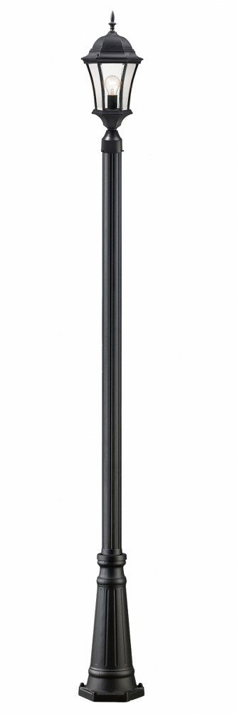 Z-Lite-522PHM-519P-BK-Wakefield - 1 Light Outdoor Post Mount Lantern in Fusion Style - 10 Inches Wide by 116 Inches High   Black Finish with Clear Beveled Glass