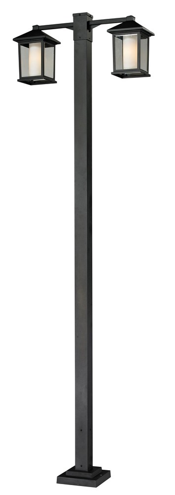 Z-Lite-523-2-536P-BK-Mesa - 2 Light Outdoor Post Mount Lantern in Fusion Style - 8.13 Inches Wide by 99 Inches High   Black Finish with Clear Beveled/Matte Opal Glass