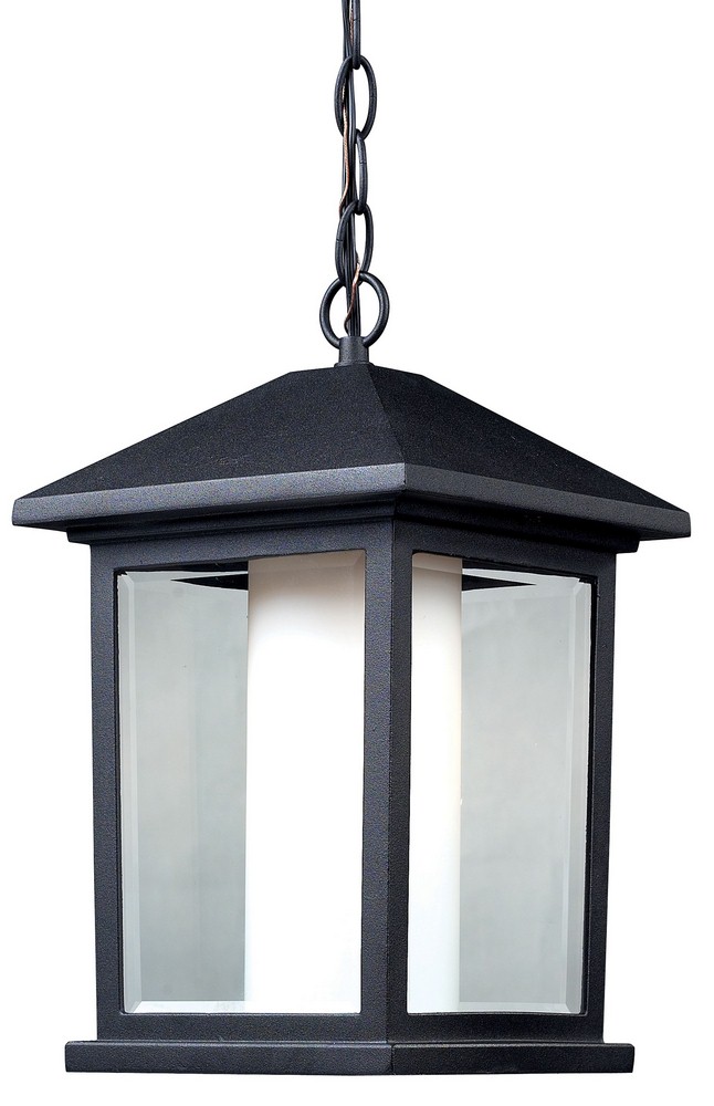 Z-Lite-523CHB-Mesa - 1 Light Outdoor Chain Mount Lantern in Fusion Style - 9.5 Inches Wide by 15.25 Inches High   Black Finish with Clear Beveled/Matte Opal Glass