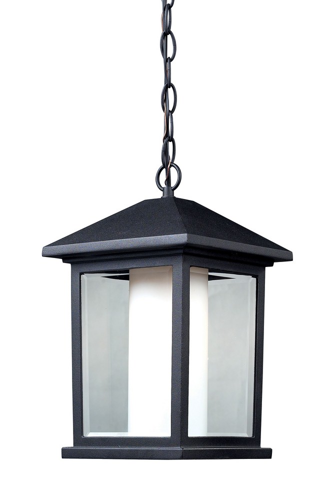 Z-Lite-523CHM-Mesa - 1 Light Outdoor Chain Mount Lantern in Fusion Style - 8 Inches Wide by 13.5 Inches High   Black Finish with Clear Beveled/Matte Opal Glass