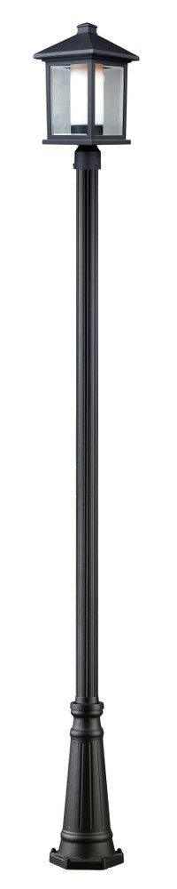 Z-Lite-523PHB-519P-BK-Mesa - 1 Light Outdoor Post Mount Lantern in Fusion Style - 10 Inches Wide by 112.25 Inches High   Black Finish with Clear Beveled/Matte Opal Glass