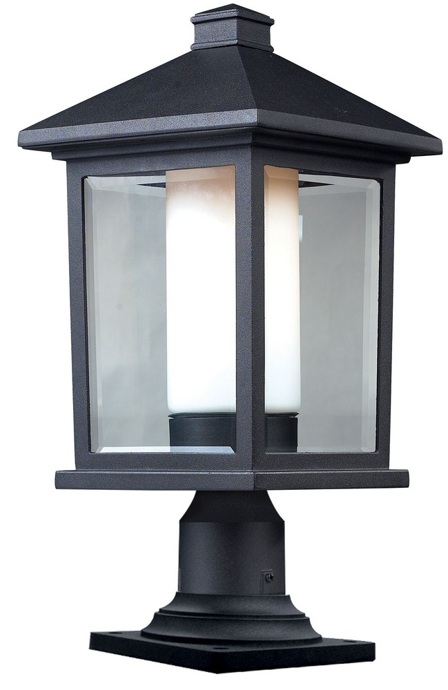 Z-Lite-523PHB-533PM-BK-Mesa - 1 Light Outdoor Pier Mount Light In Transitional Style-20.5 Inches Tall and 9.5 Inches Wide   Black Finish with Clear Beveled/Matte Opal Glass