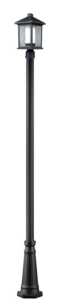 Z-Lite-523PHM-519P-BK-Mesa - 1 Light Outdoor Post Mount Lantern in Fusion Style - 10 Inches Wide by 109.25 Inches High   Black Finish with Clear Beveled/Matte Opal Glass