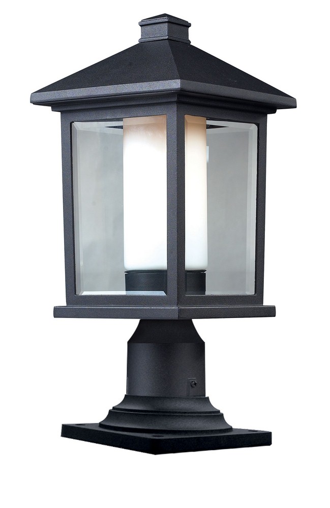 Z-Lite-523PHM-533PM-BK-Mesa - 1 Light Outdoor Pier Mount Light In Transitional Style-18 Inches Tall and 8 Inches Wide   Black Finish with Clear Beveled/Matte Opal Glass