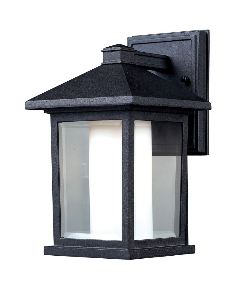 Z-Lite-523S-Mesa - 1 Light Outdoor Wall Mount in Fusion Style - 6 Inches Wide by 10.5 Inches High   Black Finish with Clear Beveled/Matte Opal Glass