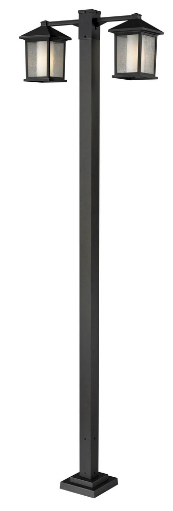 Z-Lite-524-2-536P-ORB-Mesa - 2 Light Outdoor Post Mount Lantern in Fusion Style - 8.13 Inches Wide by 99 Inches High   Oil Rubbed Bronze Finish with Clear Seedy/Matte Opal Glass