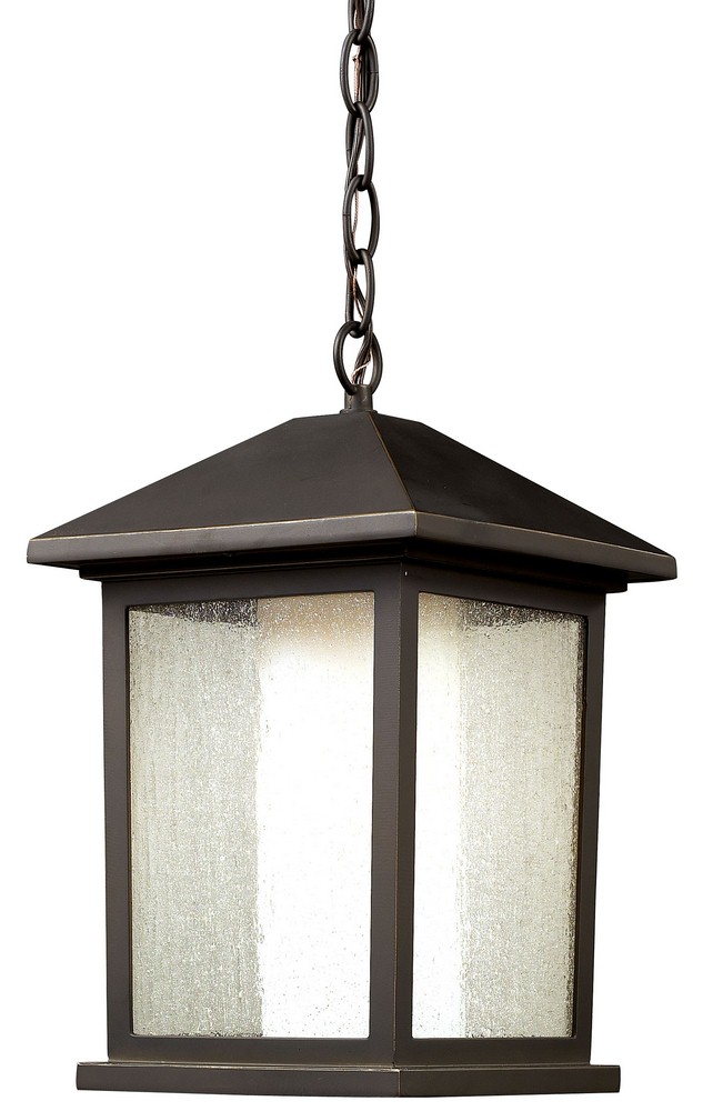 Z-Lite-524CHB-Mesa - 1 Light Outdoor Chain Mount Lantern in Fusion Style - 9.5 Inches Wide by 15.25 Inches High   Oil Rubbed Bronze Finish with Clear Seedy/Matte Opal Glass