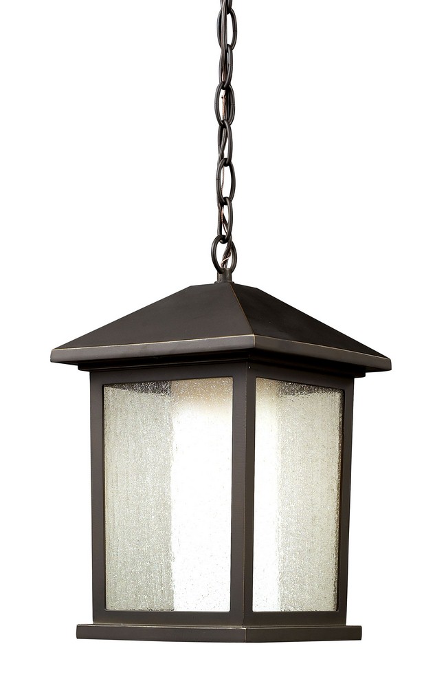 Z-Lite-524CHM-Mesa - 1 Light Outdoor Chain Mount Lantern in Fusion Style - 8 Inches Wide by 13.5 Inches High   Oil Rubbed Bronze Finish with Clear Seedy/Matte Opal Glass