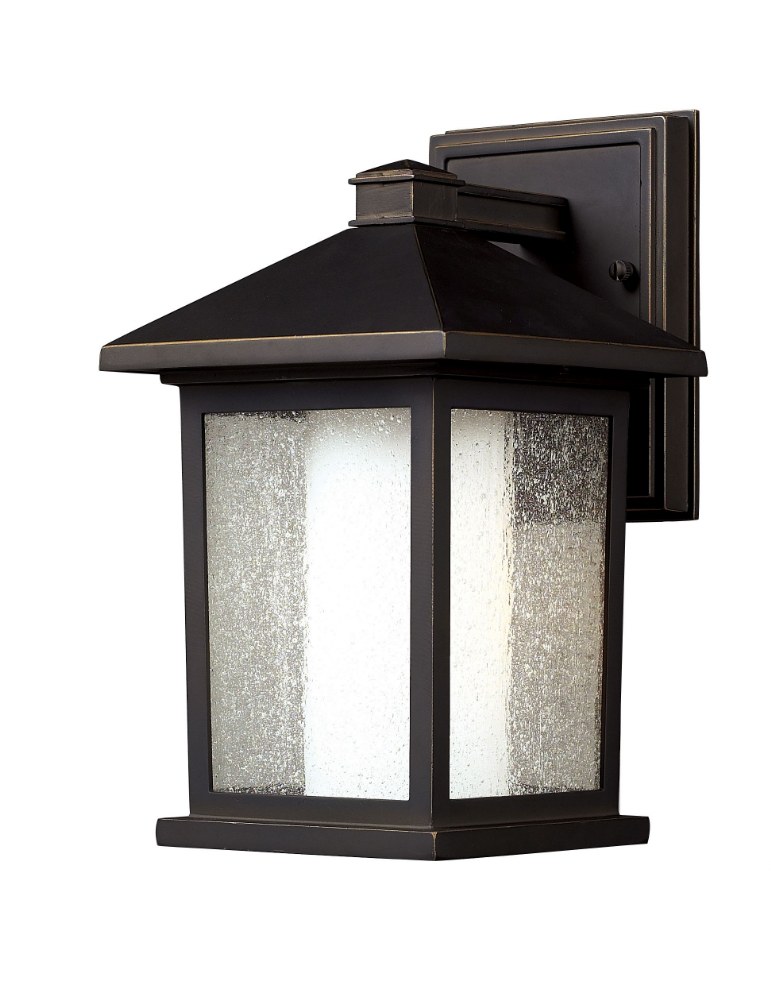 Z-Lite-524S-Mesa - 1 Light Outdoor Wall Mount in Art Deco Style - 6 Inches Wide by 10.5 Inches High   Oil Rubbed Bronze Finish with Clear Seedy/Matte Opal Glass