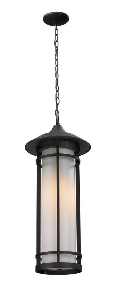 Z-Lite-530CHB-ORB-Woodland - 1 Light Outdoor Chain Mount Lantern in Art Deco Style - 10 Inches Wide by 24.5 Inches High   Oil Rubbed Bronze Finish with Matte Opal Glass