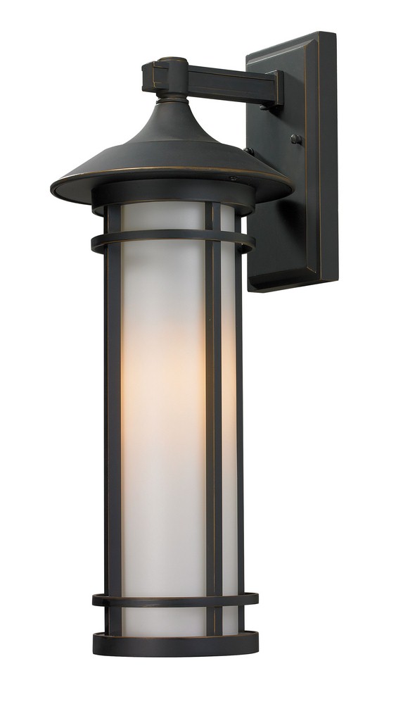 Z-Lite-530M-ORB-Woodland - 1 Light Outdoor Wall Mount in Art Deco Style - 8.13 Inches Wide by 20.25 Inches High   Oil Rubbed Bronze Finish with Matte Opal Glass