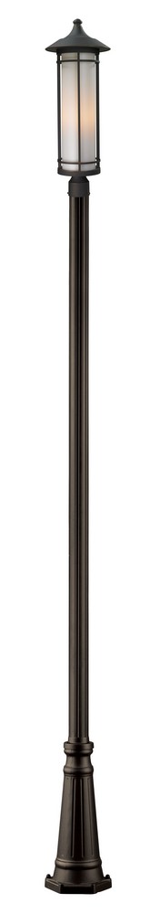 Z-Lite-530PHB-519P-ORB-Woodland - 1 Light Outdoor Post Mount Lantern in Art Deco Style - 10 Inches Wide by 121.75 Inches High   Oil Rubbed Bronze Finish with Matte Opal Glass