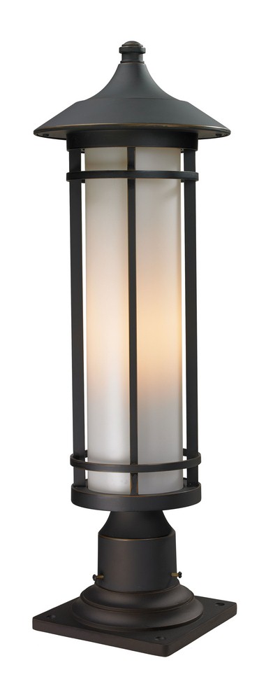 Z-Lite-530PHM-533PM-ORB-Woodland - 1 Light Outdoor Pier Mount Lantern in Seaside Style - 8.13 Inches Wide by 24.25 Inches High   Oil Rubbed Bronze Finish with Matte Opal Glass