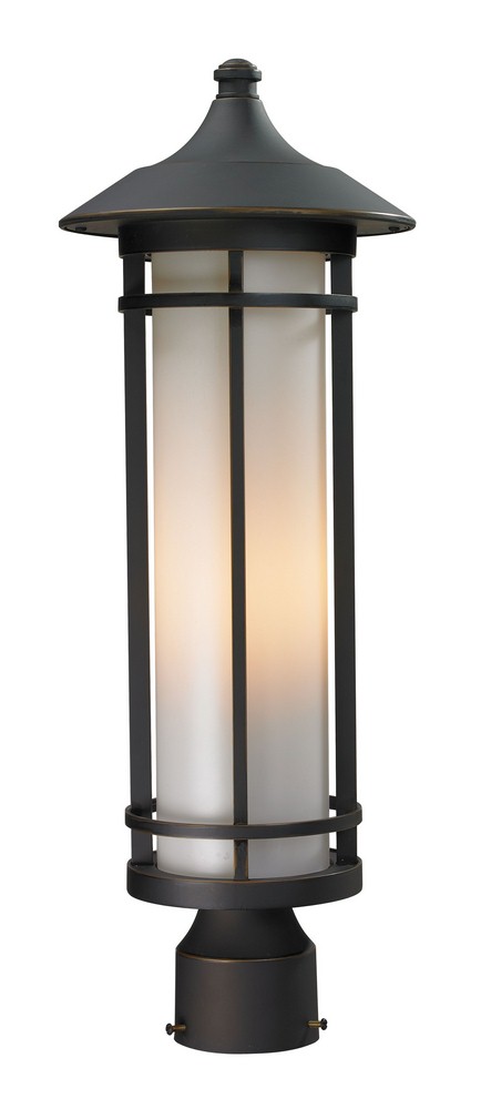 Z-Lite-530PHM-ORB-Woodland - 1 Light Outdoor Post Mount Lantern in Seaside Style - 8.13 Inches Wide by 22.25 Inches High   Oil Rubbed Bronze Finish with Matte Opal Glass