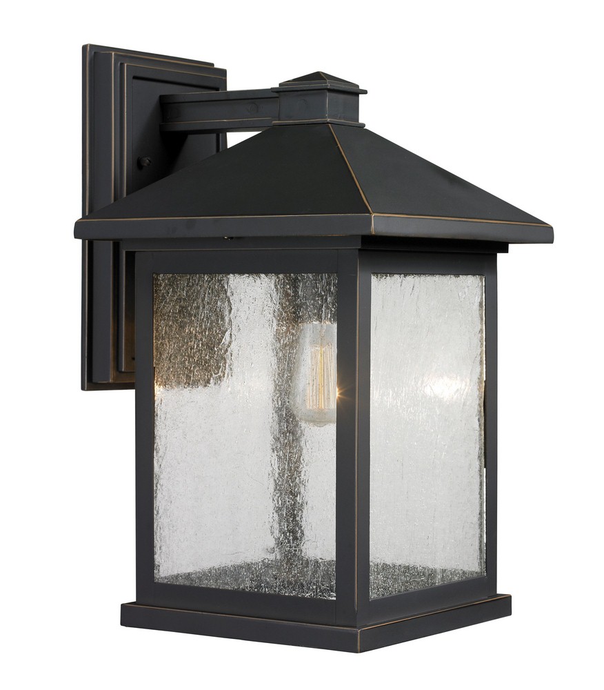 Z-Lite-531B-ORB-Portland - 1 Light Outdoor Wall Mount in Seaside Style - 9.5 Inches Wide by 15.75 Inches High Oil Rubbed Bronze  Oil Rubbed Bronze Finish with Clear Seedy Glass