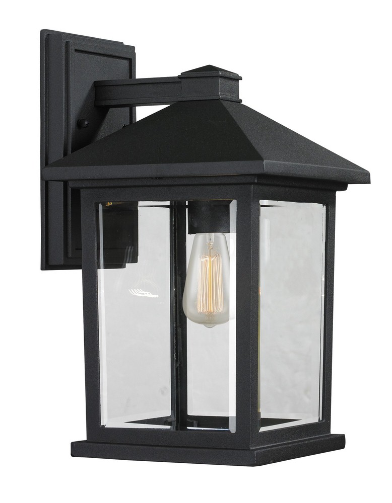 Z-Lite-531M-BK-Portland - 1 Light Outdoor Wall Mount in Seaside Style - 8 Inches Wide by 14 Inches High Black  Oil Rubbed Bronze Finish with Clear Seedy Glass