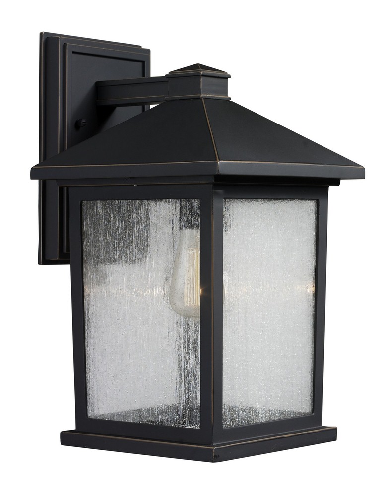 Z-Lite-531M-ORB-Portland - 1 Light Outdoor Wall Mount in Seaside Style - 8 Inches Wide by 14 Inches High Oil Rubbed Bronze  Oil Rubbed Bronze Finish with Clear Seedy Glass