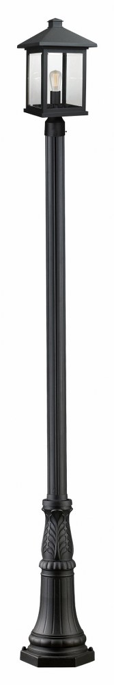 Z-Lite-531PHBR-518P-BK-Portland - 1 Light Outdoor Post Mount Lantern in Seaside Style - 13 Inches Wide by 112.25 Inches High   Black Finish with Clear Beveled Glass