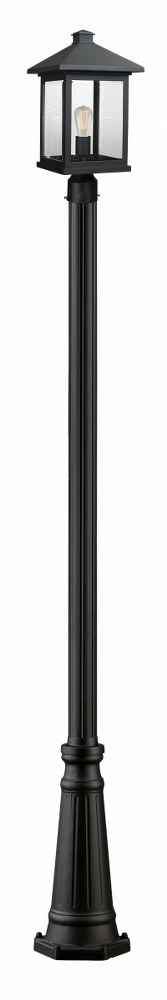 Z-Lite-531PHBR-519P-BK-Portland - 1 Light Outdoor Post Mount Lantern in Seaside Style - 10 Inches Wide by 112.25 Inches High Black  Oil Rubbed Bronze Finish with Clear Seedy Glass