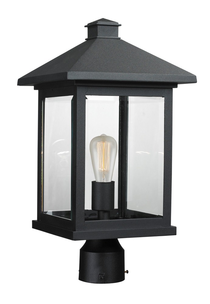 Z-Lite-531PHBR-BK-Portland - 1 Light Outdoor Post Mount Lantern in Seaside Style - 9.5 Inches Wide by 18.5 Inches High Black  Oil Rubbed Bronze Finish with Clear Seedy Glass