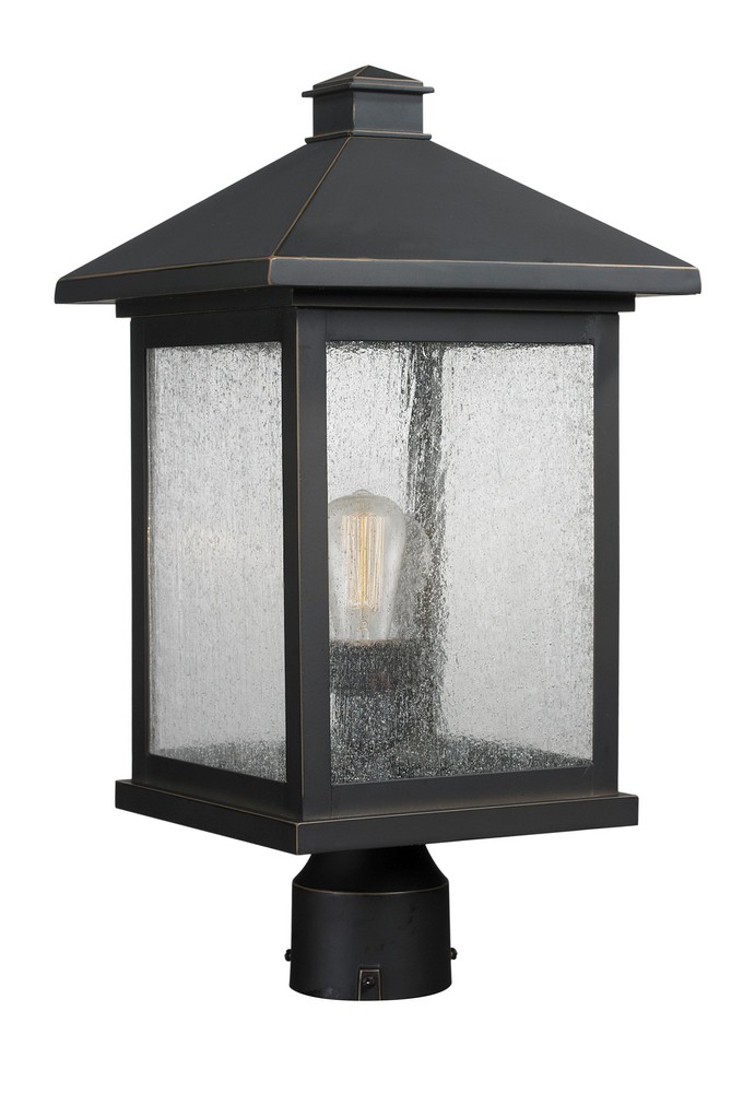 Z-Lite-531PHBR-ORB-Portland - 1 Light Outdoor Post Mount Lantern in Seaside Style - 9.5 Inches Wide by 18.5 Inches High Oil Rubbed Bronze  Oil Rubbed Bronze Finish with Clear Seedy Glass