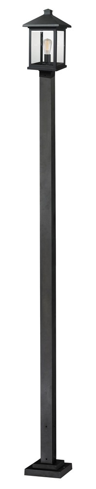 Z-Lite-531PHBS-536P-BK-Portland - 1 Light Outdoor Post Mount Lantern in Seaside Style - 9.5 Inches Wide by 112 Inches High Black  Oil Rubbed Bronze Finish with Clear Seedy Glass