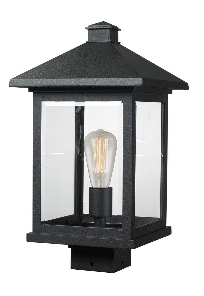 Z-Lite-531PHBS-BK-Portland - 1 Light Outdoor Post Mount Lantern in Seaside Style - 9.5 Inches Wide by 17 Inches High Black  Oil Rubbed Bronze Finish with Clear Seedy Glass