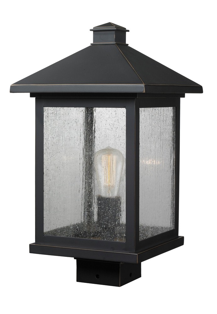 Z-Lite-531PHBS-ORB-Portland - 1 Light Outdoor Post Mount Lantern in Seaside Style - 9.5 Inches Wide by 17 Inches High Oil Rubbed Bronze  Oil Rubbed Bronze Finish with Clear Seedy Glass