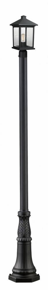 Z-Lite-531PHMR-518P-BK-Portland - 1 Light Outdoor Post Mount Lantern in Seaside Style - 13 Inches Wide by 109.75 Inches High   Black Finish with Clear Beveled Glass