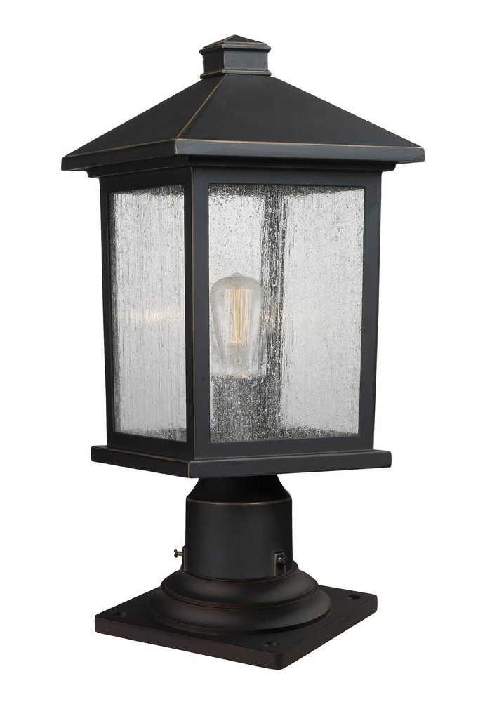 Z-Lite-531PHMR-533PM-ORB-Portland - 1 Light Outdoor Pier Mount Lantern in Seaside Style - 8 Inches Wide by 18 Inches High   Portland - 1 Light Outdoor Pier Mount Lantern in Seaside Style - 8 Inches Wide by 18 Inches High