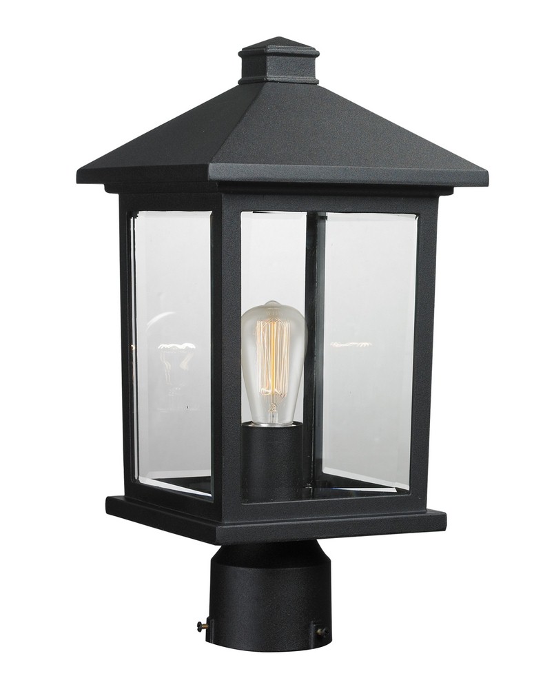 Z-Lite-531PHMR-BK-Portland - 1 Light Outdoor Post Mount Lantern in Seaside Style - 8 Inches Wide by 16 Inches High Black  Oil Rubbed Bronze Finish with Clear Seedy Glass