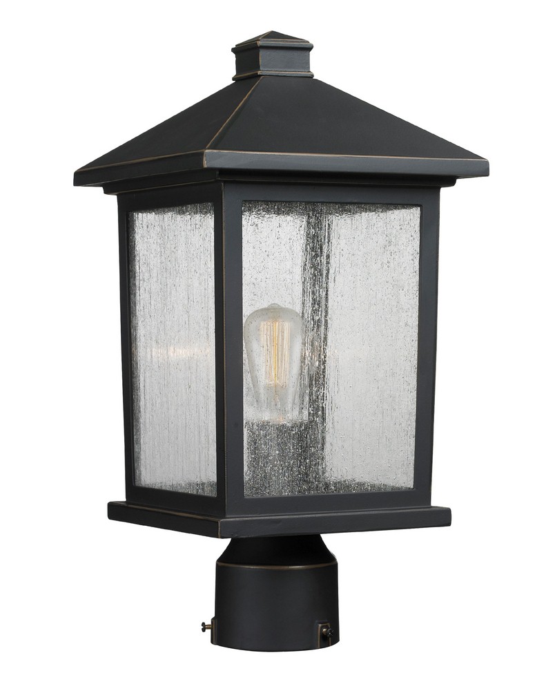 Z-Lite-531PHMR-ORB-Portland - 1 Light Outdoor Post Mount Lantern in Seaside Style - 8 Inches Wide by 16 Inches High Oil Rubbed Bronze  Oil Rubbed Bronze Finish with Clear Seedy Glass