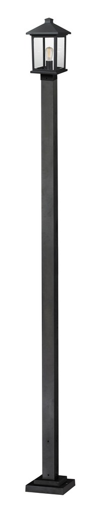 Z-Lite-531PHMS-536P-BK-Portland - 1 Light Outdoor Post Mount Lantern in Seaside Style - 9.25 Inches Wide by 109.38 Inches High Black  Oil Rubbed Bronze Finish with Clear Seedy Glass