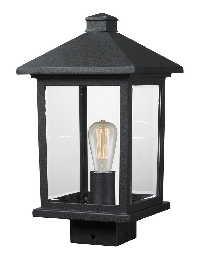 Z-Lite-531PHMS-BK-Portland - 1 Light Outdoor Post Mount Lantern in Seaside Style - 8 Inches Wide by 14.38 Inches High Black  Oil Rubbed Bronze Finish with Clear Seedy Glass