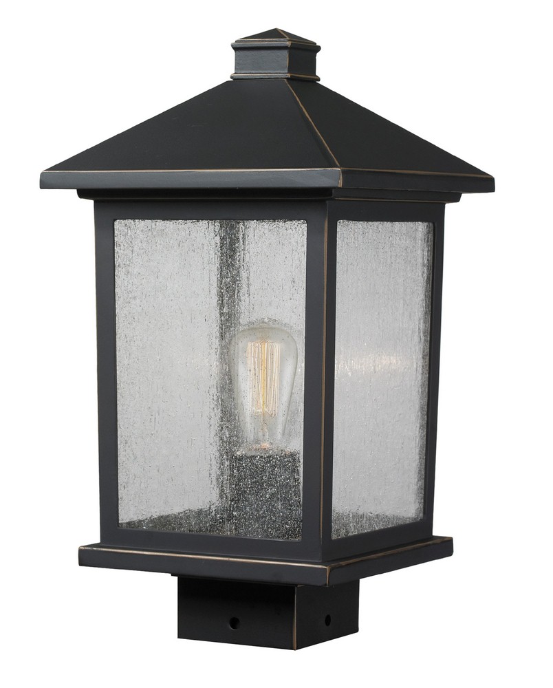 Z-Lite-531PHMS-ORB-Portland - 1 Light Outdoor Post Mount Lantern in Seaside Style - 8 Inches Wide by 14.38 Inches High Oil Rubbed Bronze  Oil Rubbed Bronze Finish with Clear Seedy Glass