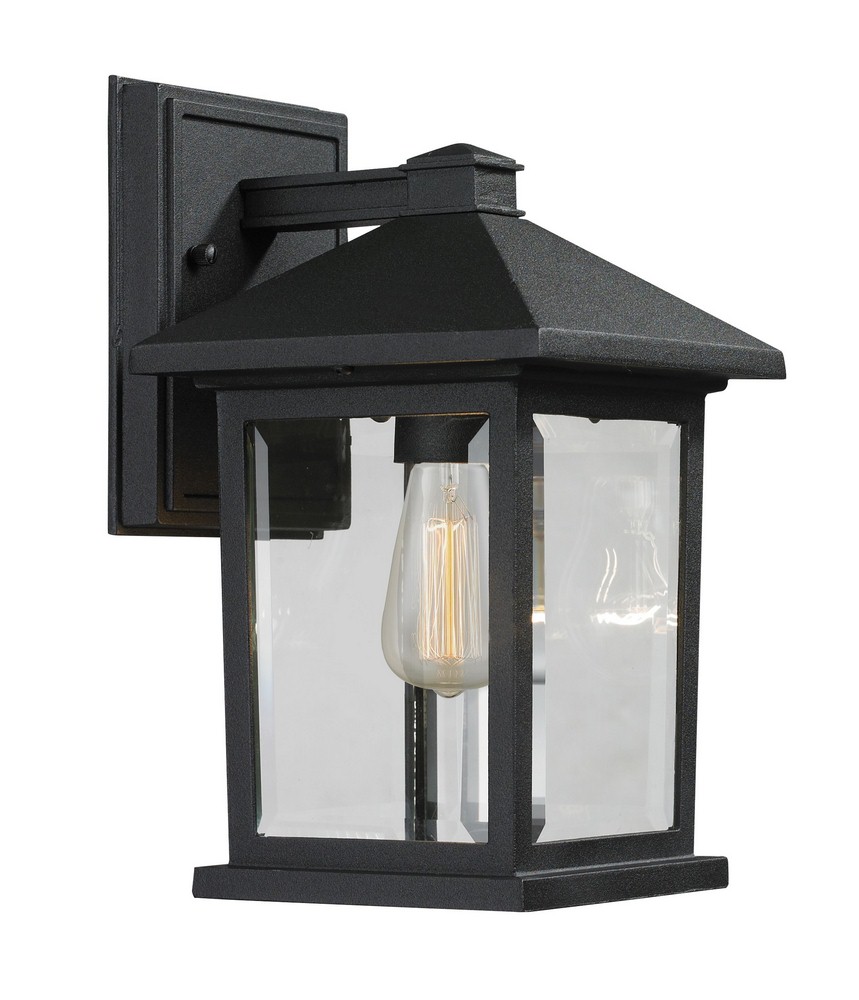 Z-Lite-531S-BK-Portland - 1 Light Outdoor Wall Mount in Country Style - 6 Inches Wide by 10.25 Inches High Black  Oil Rubbed Bronze Finish with Clear Seedy Glass