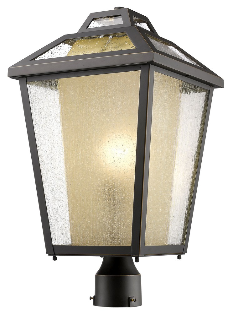 Z-Lite-532PHBR-ORB-Memphis - 1 Light Outdoor Post Mount Lantern in Country Style - 11 Inches Wide by 19 Inches High   Oil Rubbed Bronze Finish with Clear Seedy/Tinted Glass