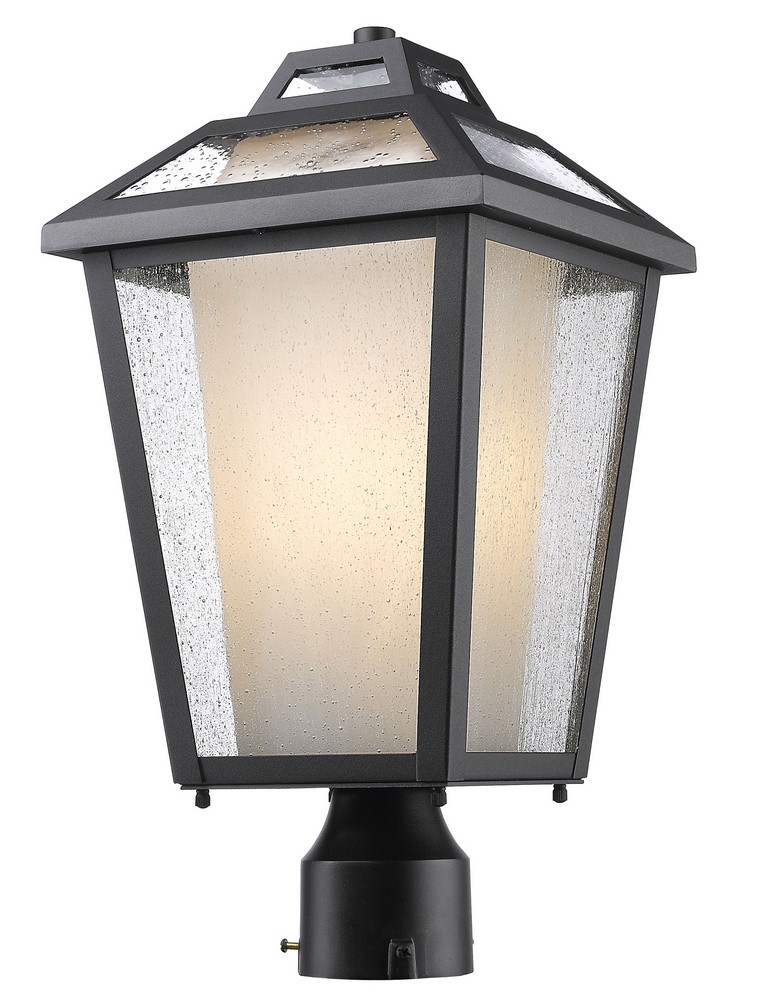 Z-Lite-532PHMR-BK-Memphis - 1 Light Outdoor Post Mount Lantern in Country Style - 9 Inches Wide by 17.5 Inches High Black  Oil Rubbed Bronze Finish with Clear Seedy/Tinted Glass