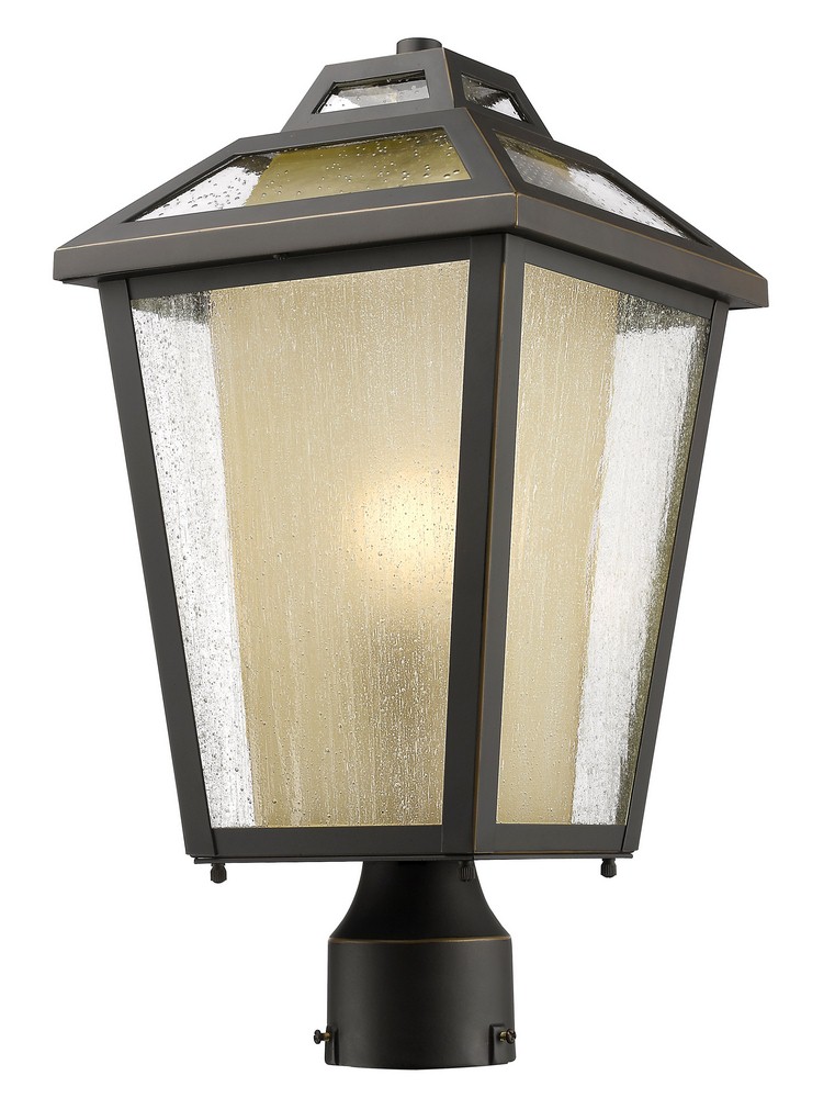 Z-Lite-532PHMR-ORB-Memphis - 1 Light Outdoor Post Mount Lantern in Country Style - 9 Inches Wide by 17.5 Inches High Oil Rubbed Bronze  Oil Rubbed Bronze Finish with Clear Seedy/Tinted Glass