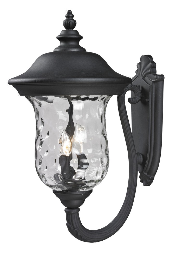 Z-Lite-533B-BK-Armstrong - 3 Light Outdoor Wall Mount in Gothic Style - 12.38 Inches Wide by 24.25 Inches High   Black Finish with Clear Water Glass