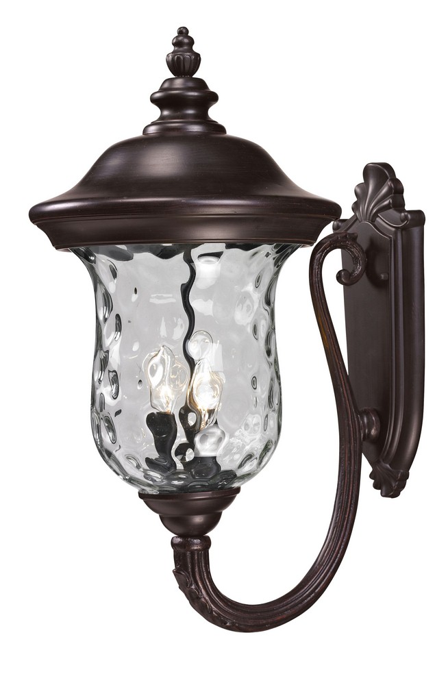 Z-Lite-533B-RBRZ-Armstrong - 3 Light Outdoor Wall Mount in Gothic Style - 12.38 Inches Wide by 24.25 Inches High   Bronze Finish with Clear Water Glass