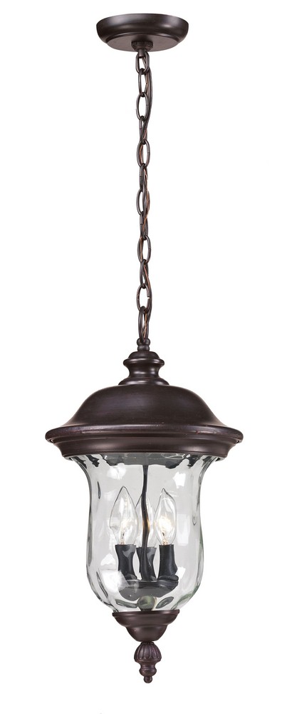 Z-Lite-533CHB-RBRZ-Armstrong - 3 Light Outdoor Chain Mount Lantern in Gothic Style - 12.38 Inches Wide by 22.5 Inches High   Bronze Finish with Clear Water Glass