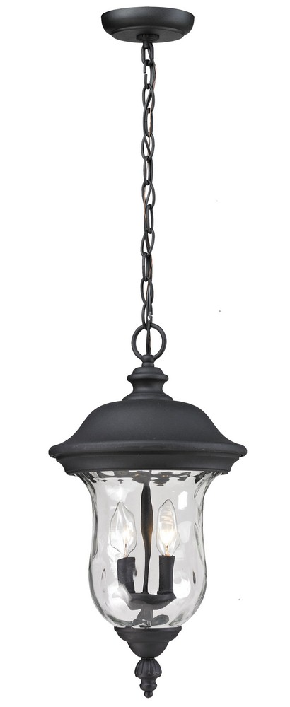 Z-Lite-533CHM-BK-Armstrong - 2 Light Outdoor Chain Mount Lantern in Gothic Style - 10 Inches Wide by 18.82 Inches High   Black Finish with Clear Water Glass