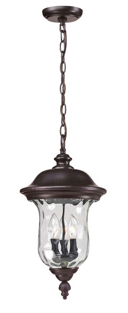 Z-Lite-533CHM-RBRZ-Armstrong - 2 Light Outdoor Chain Mount Lantern in Gothic Style - 10 Inches Wide by 18.82 Inches High   Bronze Finish with Clear Water Glass